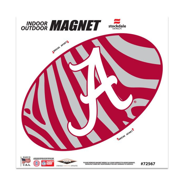 Alabama Crimson Tide ZEBRA Outdoor Magnets 6" x 6"