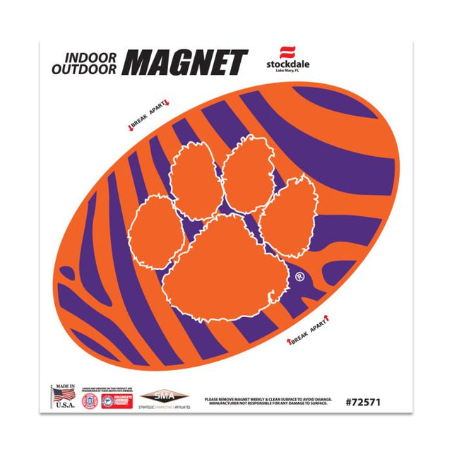 Imanes para exteriores ZEBRA de Clemson Tigers de 6" x 6"