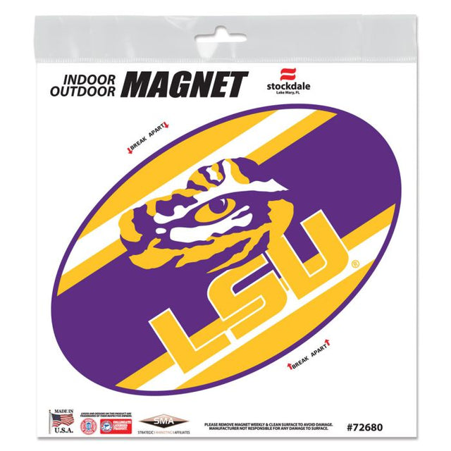 LSU Tigers STRIPES 户外磁铁 6 英寸 x 6 英寸