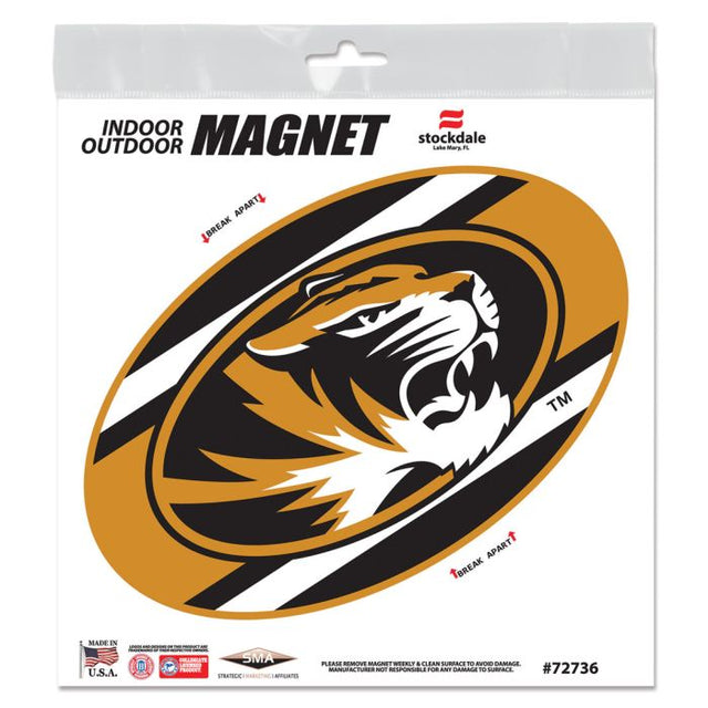 Imanes para exteriores con el logo de Missouri Tigers STRIPES de 6" x 6"