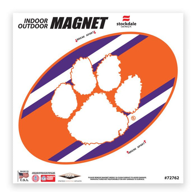 Imanes para exteriores con el logo de los Clemson Tigers STRIPES de 12" x 12"