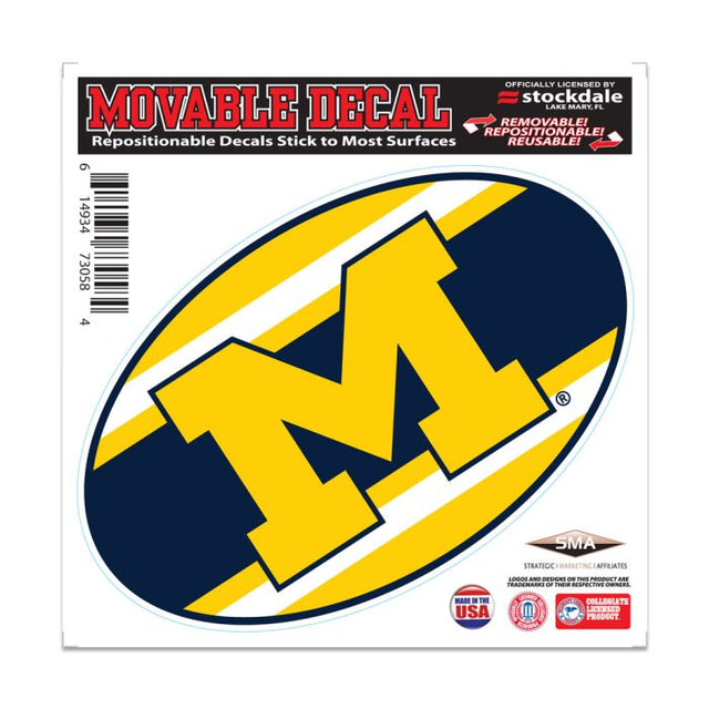 Calcomanía para todas las superficies con el logo de Michigan Wolverines STRIPES de 6" x 6"