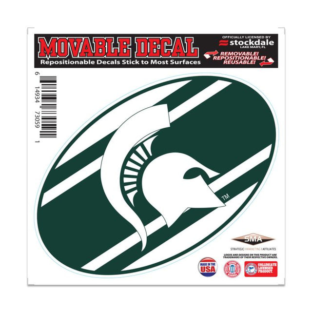 Calcomanía para todas las superficies con el logo de Michigan State Spartans STRIPES de 6" x 6"