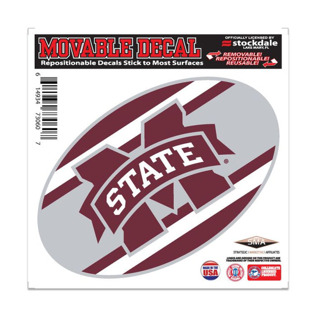 Calcomanía para todas las superficies con rayas de Mississippi State Bulldogs, 6" x 6"