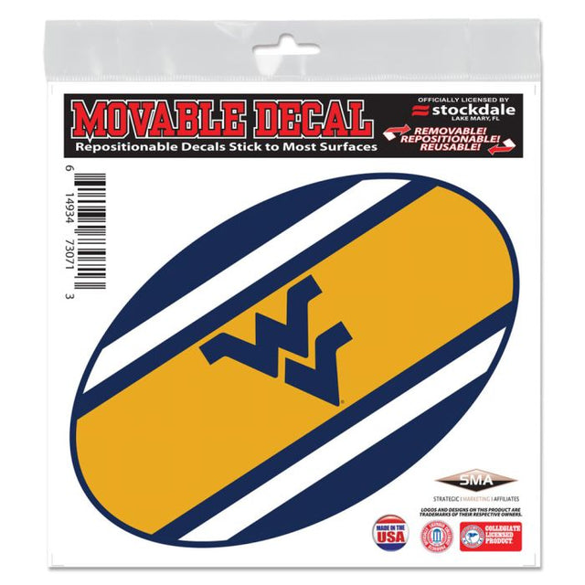 Calcomanía para todas las superficies con el logo de West Virginia Mountaineers STRIPES de 6" x 6"