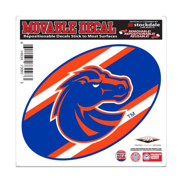 Calcomanía para todas las superficies con rayas de los Boise State Broncos, 6" x 6"