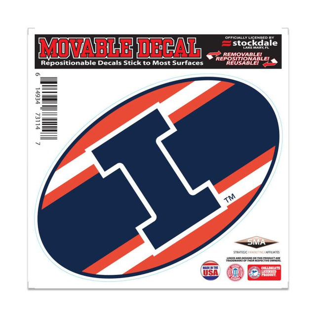 Illinois Fighting Illini STRIPES All Surface Decal 6" x 6"