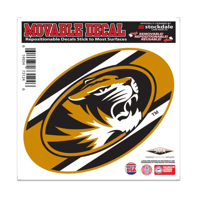 Calcomanía para todas las superficies con rayas de los Missouri Tigers, 6" x 6"