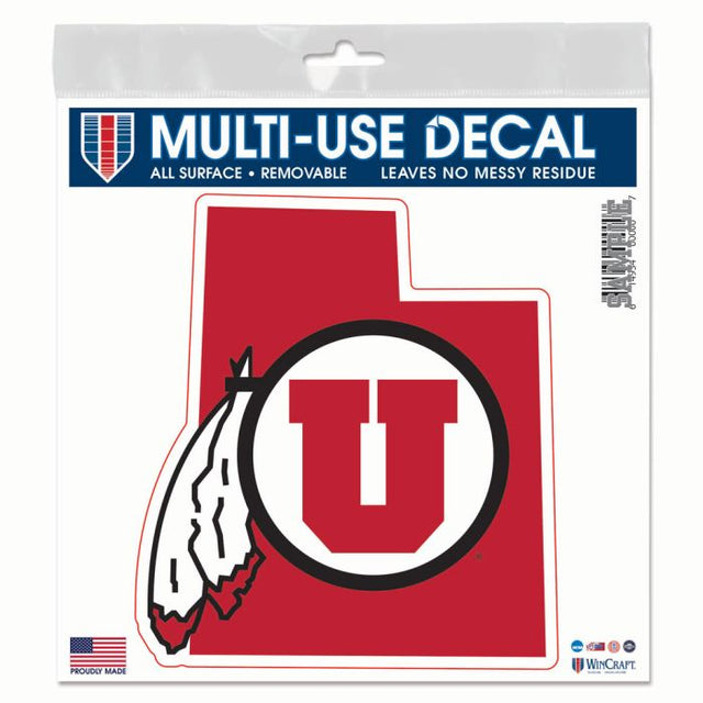 Utah Utes STATE SHAPE All Surface Decal 6" x 6"