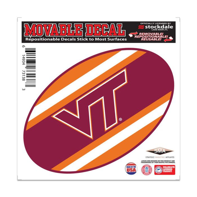 Calcomanía para todas las superficies con el logo de Virginia Tech Hokies STRIPES de 6" x 6"