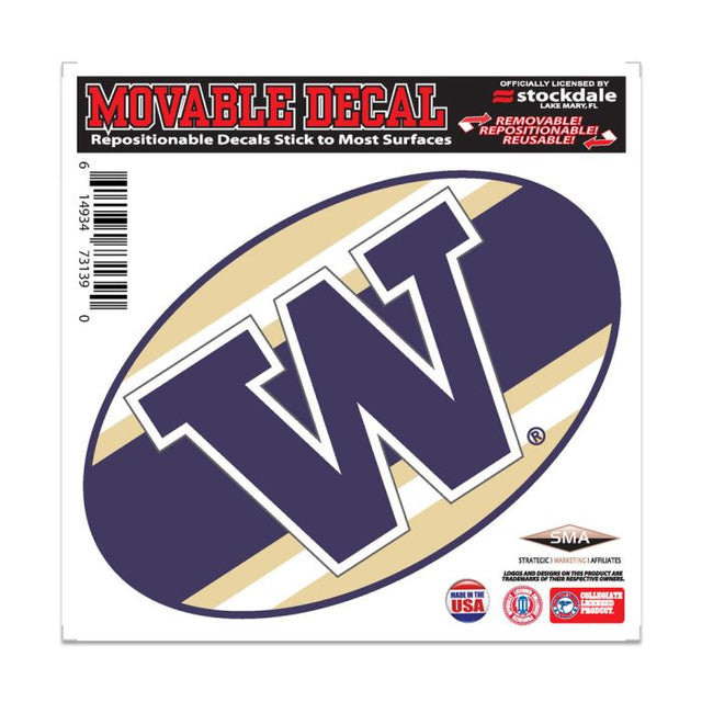 Calcomanía para todas las superficies con el logo de Washington Huskies STRIPES de 6" x 6"