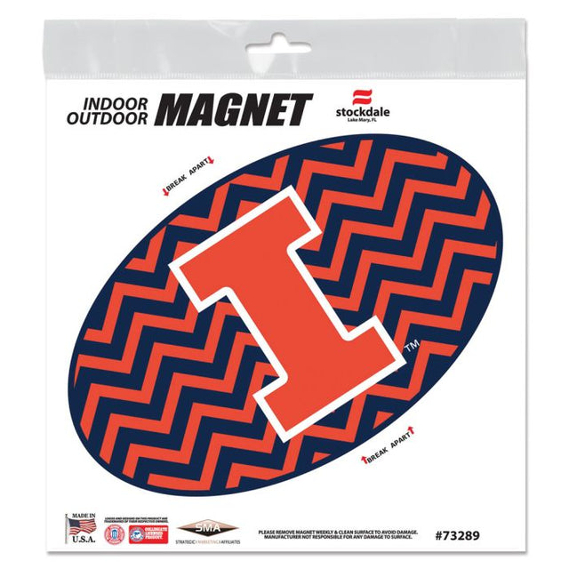 Illinois Fighting Illini CHEVRON Outdoor Magnets 6" x 6"