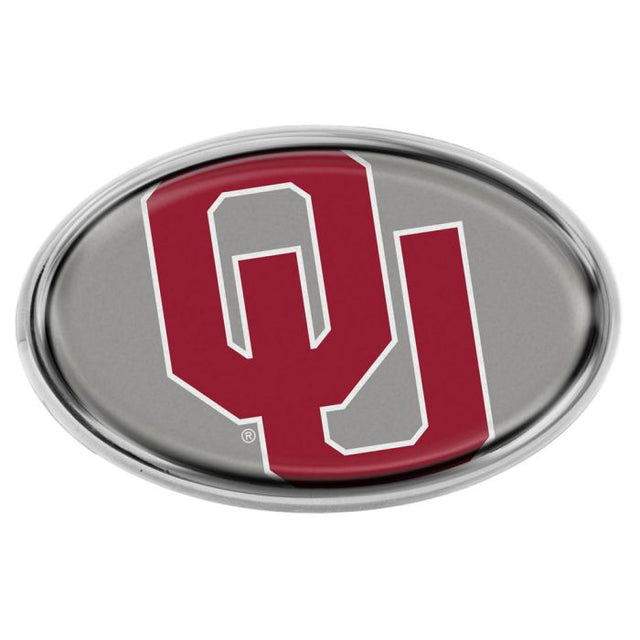 Emblema abovedado de metal cromado MEGA de Oklahoma Sooners