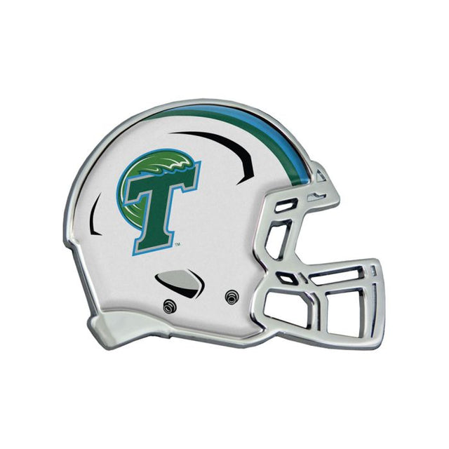 Emblema abovedado de metal cromado para casco Tulane Green Wave