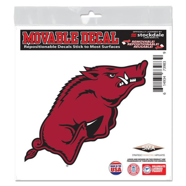 Calcomanía para todas las superficies de Arkansas Razorbacks, 6" x 6"