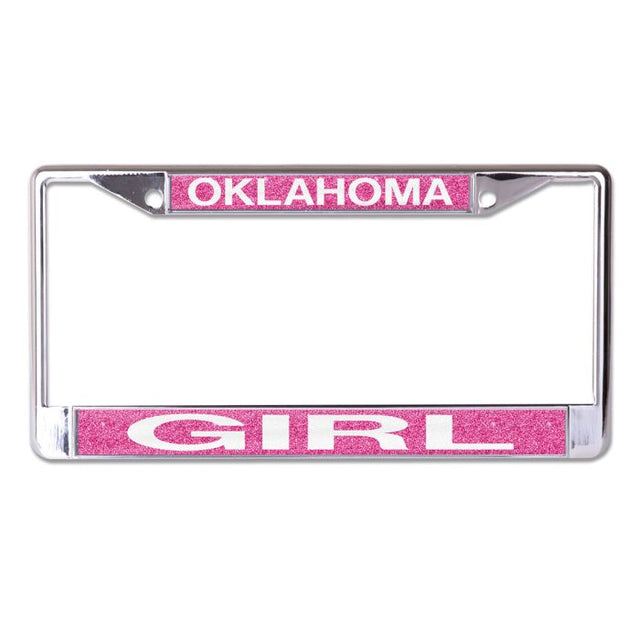 Oklahoma Sooners GLITTER BACKGROUND Lic Plt Frame S/L Printed