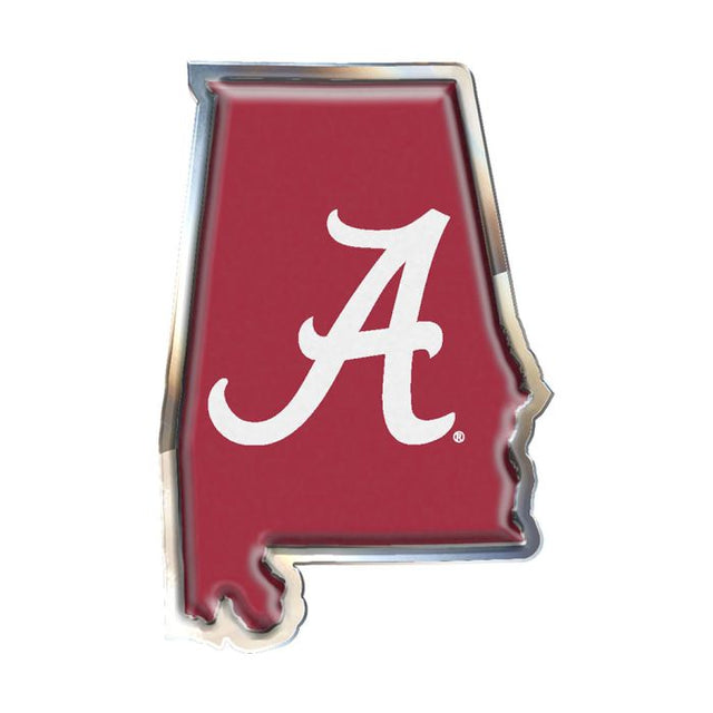 Emblema de metal cromado abovedado del estado de Alabama Crimson Tide