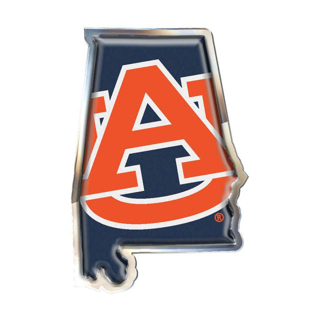 Emblema de metal cromado abovedado de los Auburn Tigers STATE