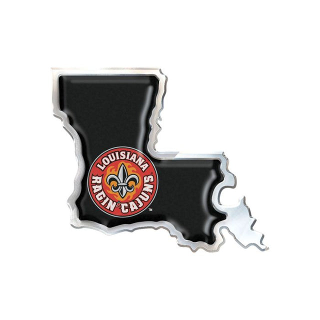 Louisiana - Lafayette Ragin Cajuns STATE Chrome Metal Domed Emblem