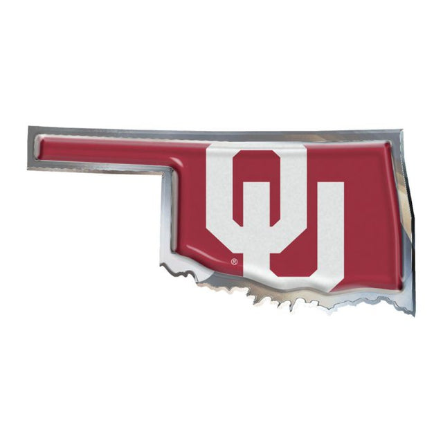 Emblema de metal cromado abovedado de los Oklahoma Sooners STATE