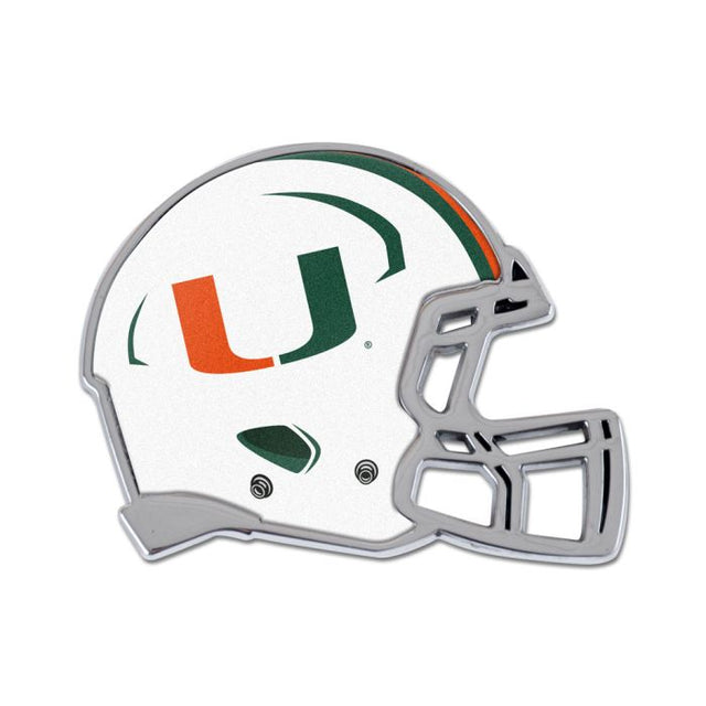 Emblema de metal cromado abovedado de los Miami Hurricanes