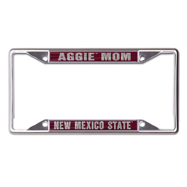 Marco de licencia con letras brillantes de los New Mexico State Aggies, de manga corta y estampado