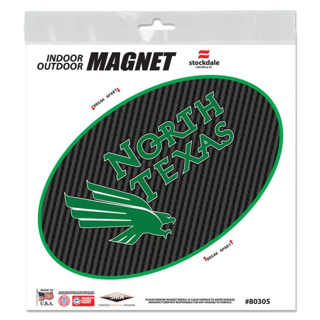 Imanes para exteriores North Texas Mean Green CARBON de 6" x 6"