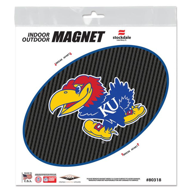 Kansas Jayhawks CARBON Outdoor Magnets 6" x 6"