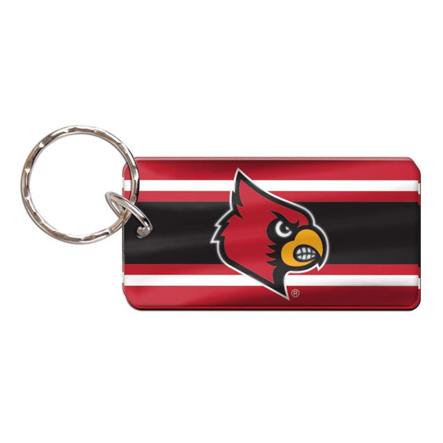 Llavero rectangular con la inscripción STRIPES de los Louisville Cardinals