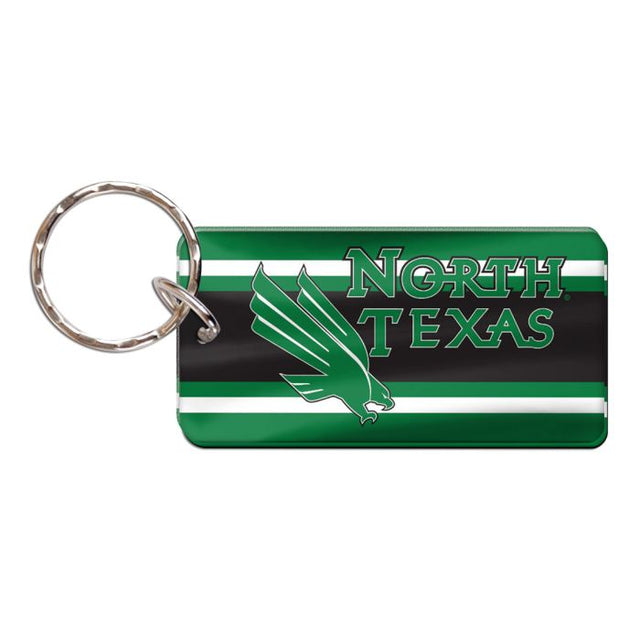 North Texas Mean Green STRIPES Keychain Rectangle