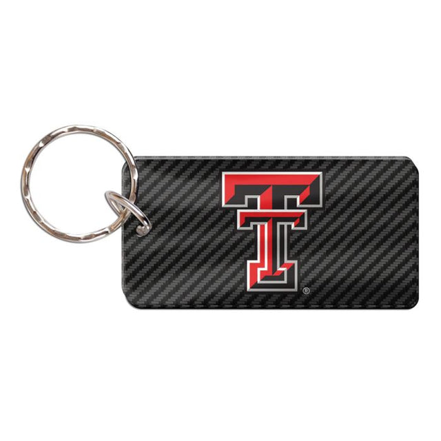 Llavero rectangular de carbono de los Texas Tech Red Raiders