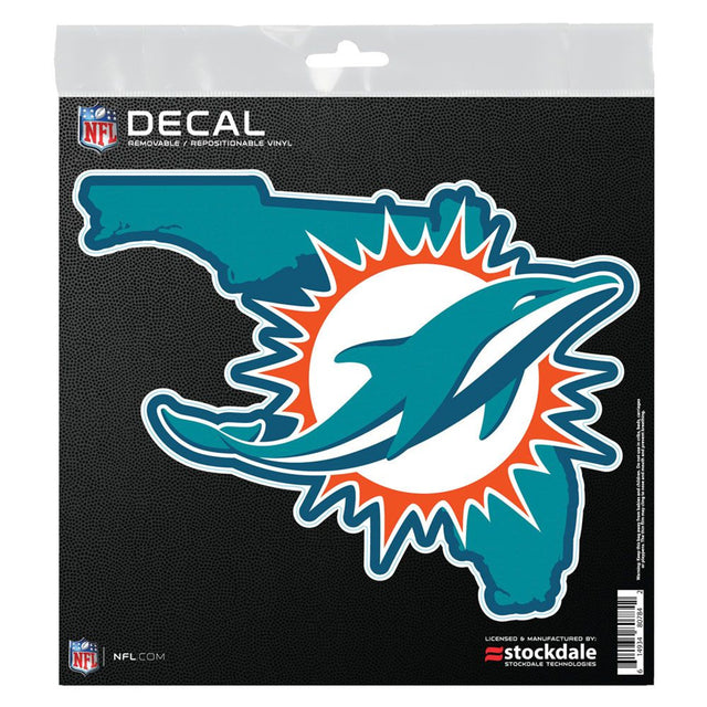 Calcomanía de los Miami Dolphins de 6 x 6 para cualquier superficie, forma del estado