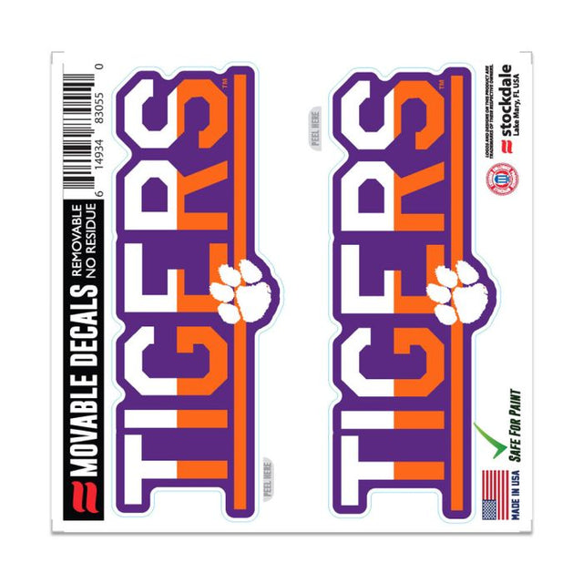 Calcomanía para todo tipo de superficies de Clemson Tigers COLOR DUO de 6" x 6"