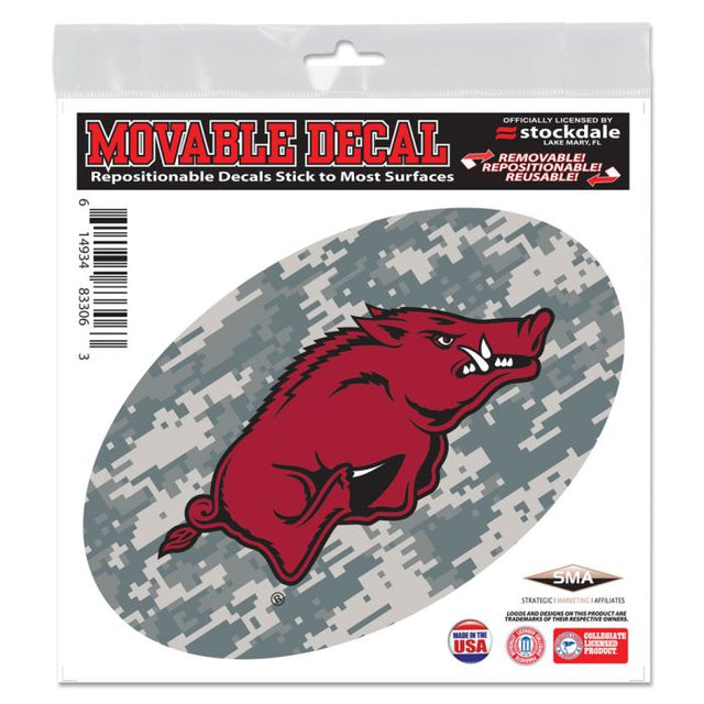 Calcomanía para todo tipo de superficies con diseño de camuflaje de Arkansas Razorbacks, 6" x 6"