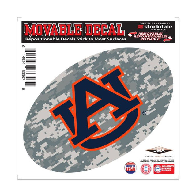 Calcomanía para todo tipo de superficies con diseño de camuflaje de Auburn Tigers, 6" x 6"