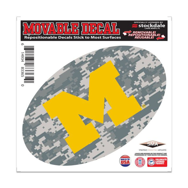 Calcomanía para todo tipo de superficies con diseño de camuflaje de los Michigan Wolverines, 6" x 6"