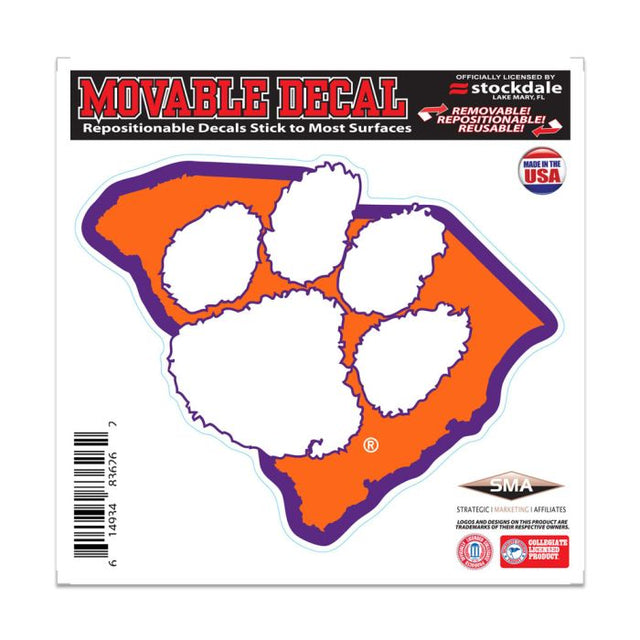 Calcomanía para todas las superficies de Clemson Tigers STATE de 6" x 6"