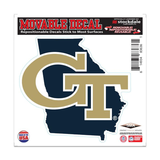 Georgia Tech Yellow Jackets STATE All Surface Decal 6" x 6"