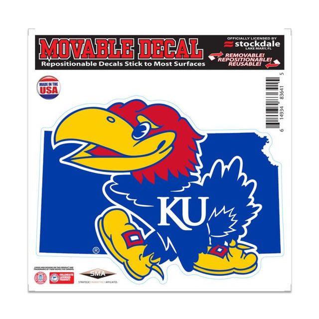 Calcomanía para todas las superficies del estado de Kansas Jayhawks, 6" x 6"