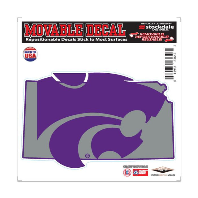 Calcomanía para todas las superficies de Kansas State Wildcats STATE de 6" x 6"