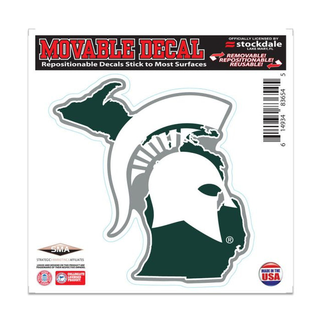 Calcomanía para todo tipo de superficies de Michigan State Spartans STATE de 6" x 6"