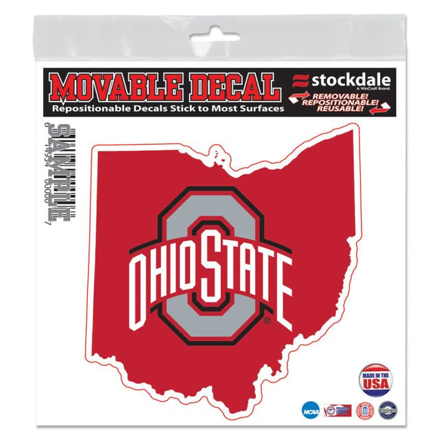 Calcomanía para todas las superficies con la palabra Ohio State Buckeyes STATE SHAPE de 6" x 6"