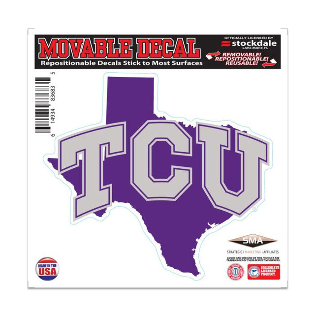 Calcomanía para todas las superficies del estado de TCU Horned Frogs de 6" x 6"