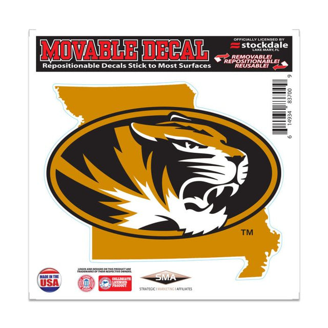 Calcomanía para todas las superficies del estado de Missouri Tigers, 6" x 6"