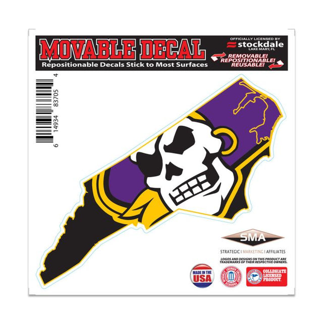 Calcomanía para todas las superficies de East Carolina Pirates STATE de 6" x 6"