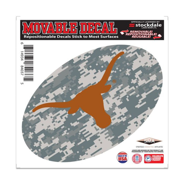 Calcomanía para todo tipo de superficies con diseño de camuflaje de Texas Longhorns, 6" x 6"