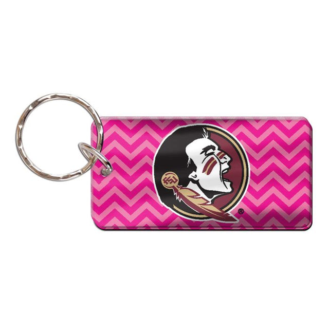 Florida State Seminoles PINK CHEVRON Keychain Rectangle