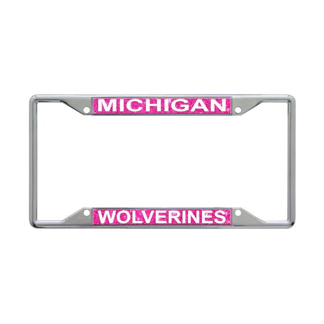 Michigan Wolverines GLITTER BACKGROUND Lic Plt Frame S/S Printed