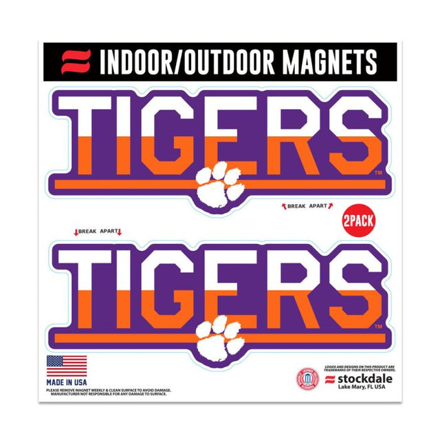 Imanes para exteriores de Clemson Tigers COLOR DUO de 6" x 6"