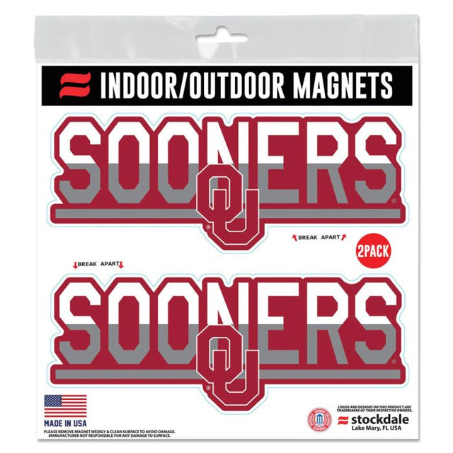 Imanes para exteriores de Oklahoma Sooners COLOR DUO de 6" x 6"